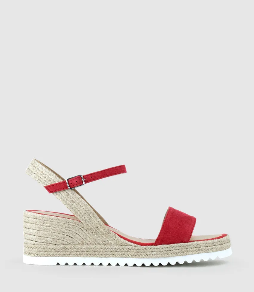 MYLO Single Strap Espadrille in Red Suede