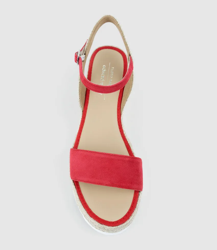 MYLO Single Strap Espadrille in Red Suede