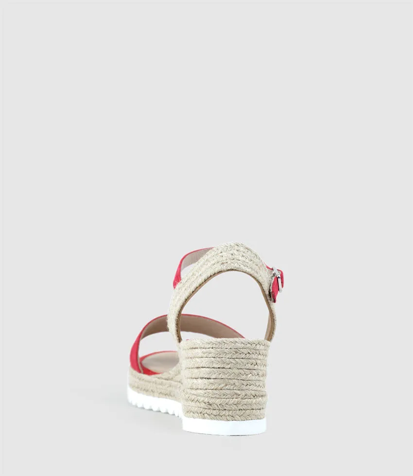 MYLO Single Strap Espadrille in Red Suede