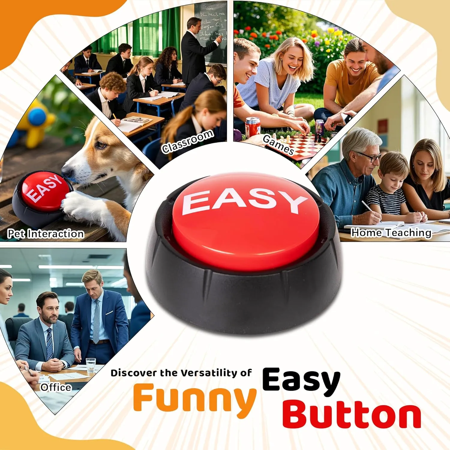 MyMealivos Easy Buzzer Button Toy - Gag Gifts, Game Addition, Stocking Stuffer (Easy)