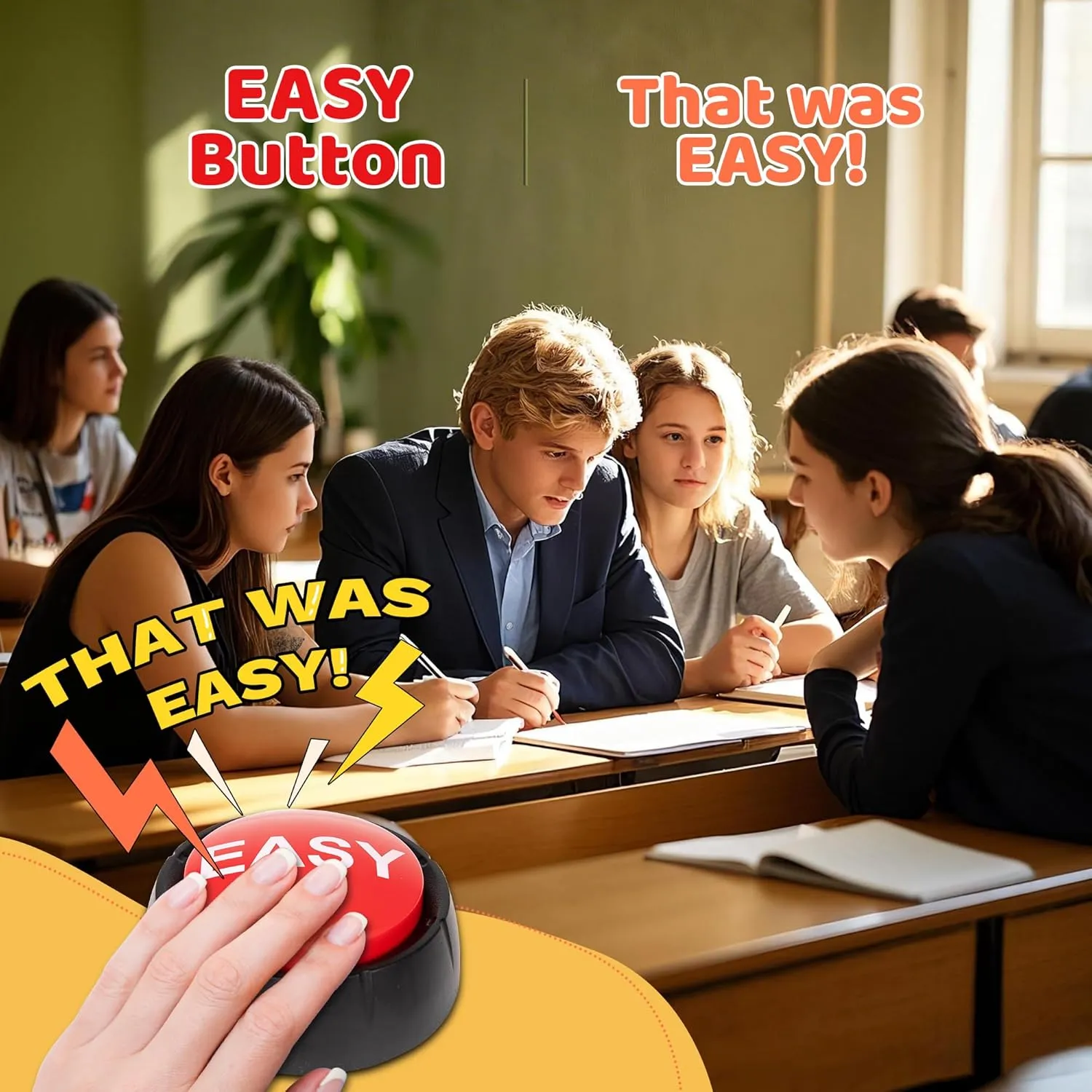 MyMealivos Easy Buzzer Button Toy - Gag Gifts, Game Addition, Stocking Stuffer (Easy)