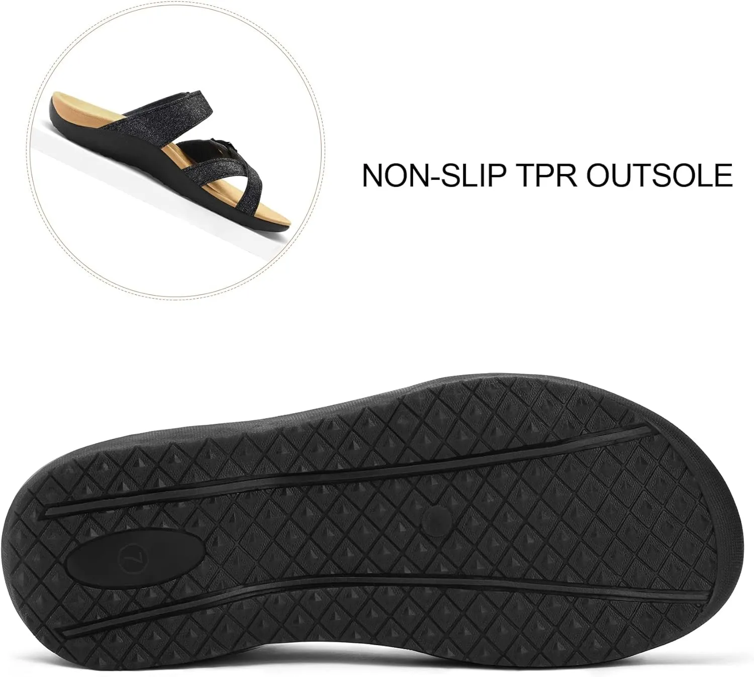 mysoft Women's Arch Support Slide Sandals Adjustable Orthopedic Flip Flops Comfortable Walking Summer Shoes