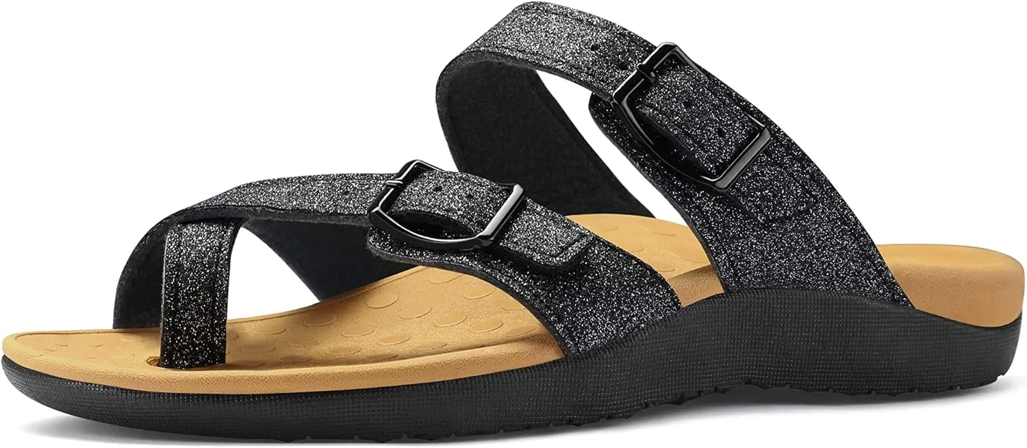 mysoft Women's Arch Support Slide Sandals Adjustable Orthopedic Flip Flops Comfortable Walking Summer Shoes