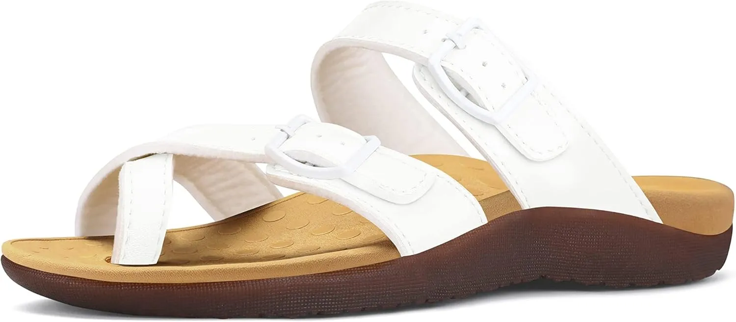 mysoft Women's Arch Support Slide Sandals Adjustable Orthopedic Flip Flops Comfortable Walking Summer Shoes