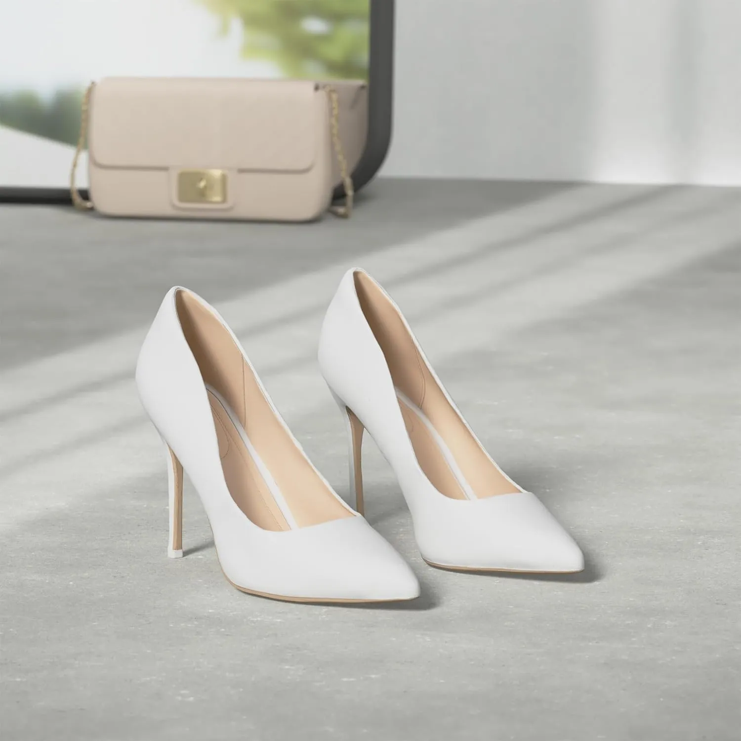 mysoft Women's High Heels Pumps Closed Pointed Toe Stiletto 4IN Heels Dress Wedding Shoes