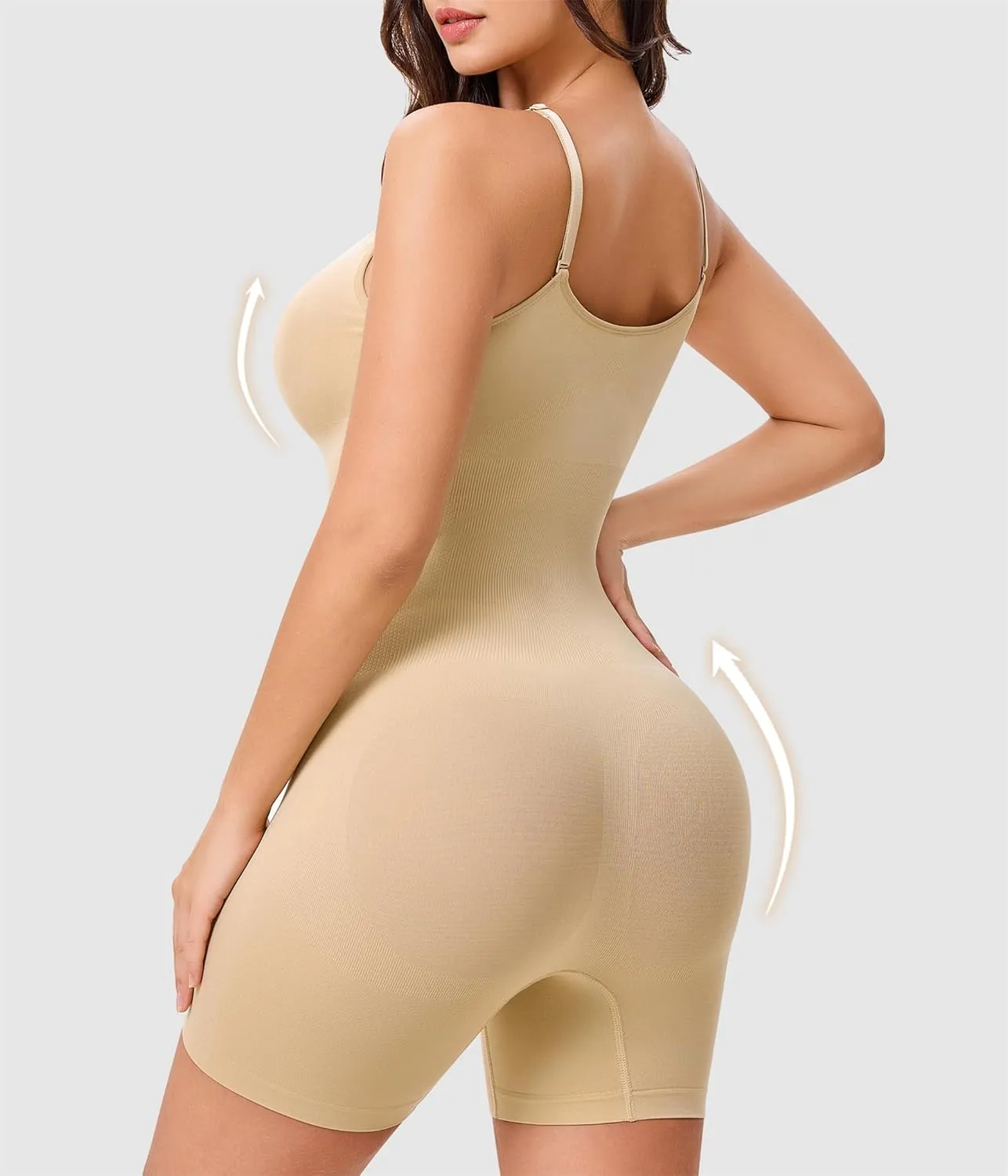 Nebility Shapewear Bodysuit for Women Tummy Control Body Suit Seamless Sculpting Body Shaper Mid Thigh Shorts