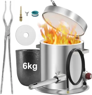Nelyrho 6KG Hinged Flip Top Propane Melting Furnace Metal Smelting Machine with High Capacity, Melting Aluminum, Silver, and Copper Alloys, Easy-to-Use Foundry Kiln for Beginners and Professionals