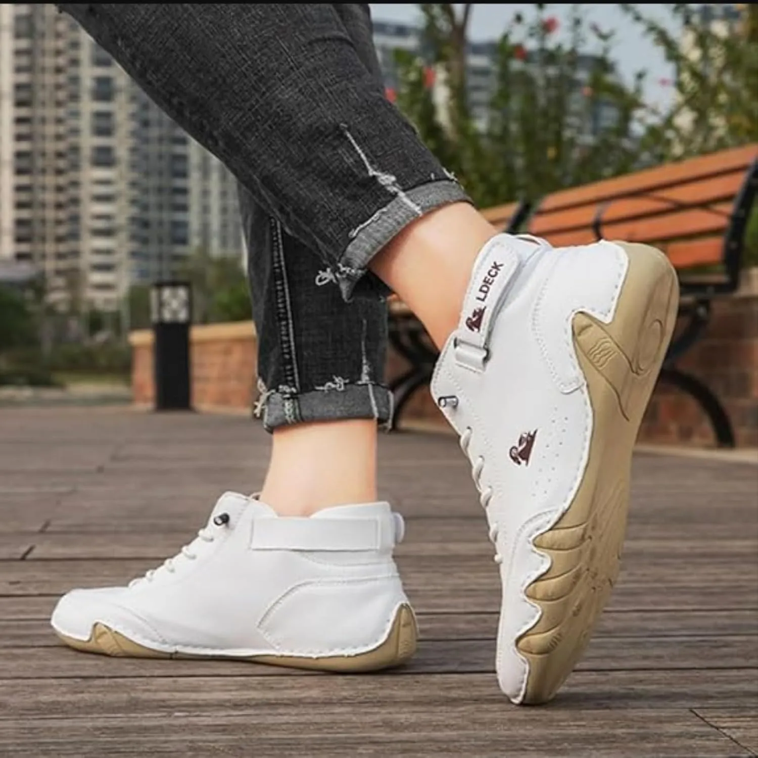 Nevova Orthopedic Shoes Men Waterproof & Breathable Slip-On Shoes Outdoor Walking Handmade High Top High Boots