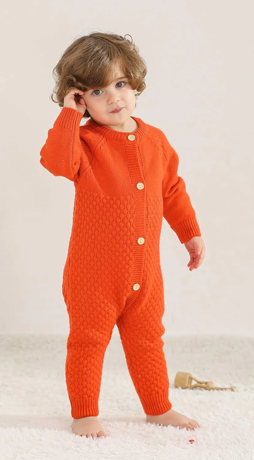Newborn Baby Boy Long Sleeve Knitted Romper Warm Bodysuit Knitted Winter Clothes 0-24 Months