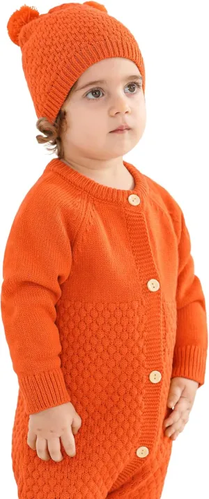 Newborn Baby Boy Long Sleeve Knitted Romper Warm Bodysuit Knitted Winter Clothes 0-24 Months