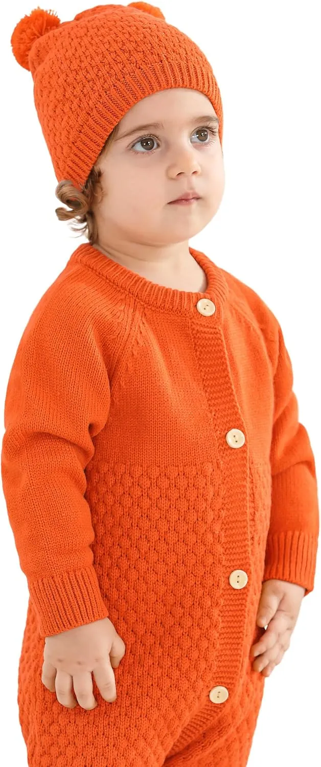 Newborn Baby Boy Long Sleeve Knitted Romper Warm Bodysuit Knitted Winter Clothes 0-24 Months