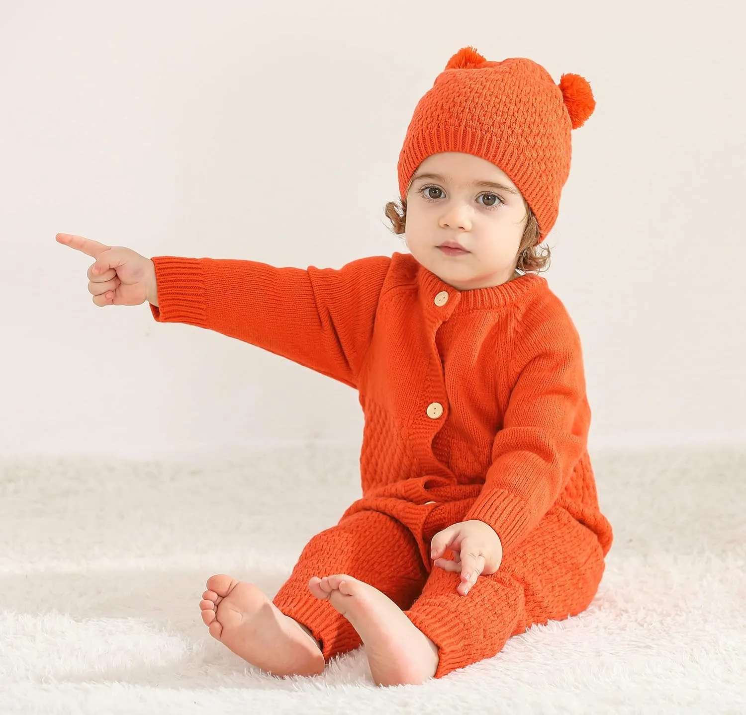 Newborn Baby Boy Long Sleeve Knitted Romper Warm Bodysuit Knitted Winter Clothes 0-24 Months