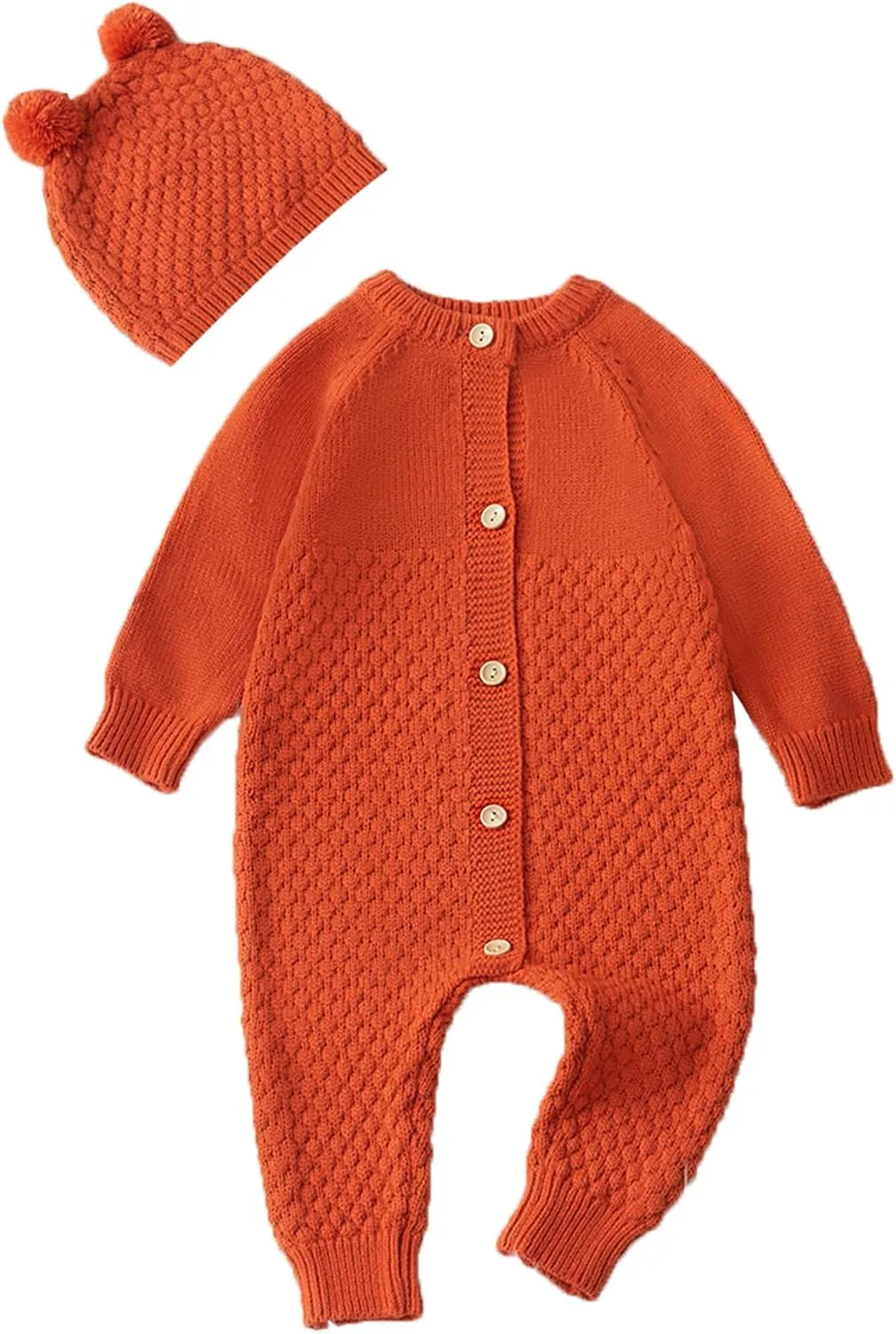 Newborn Baby Boy Long Sleeve Knitted Romper Warm Bodysuit Knitted Winter Clothes 0-24 Months