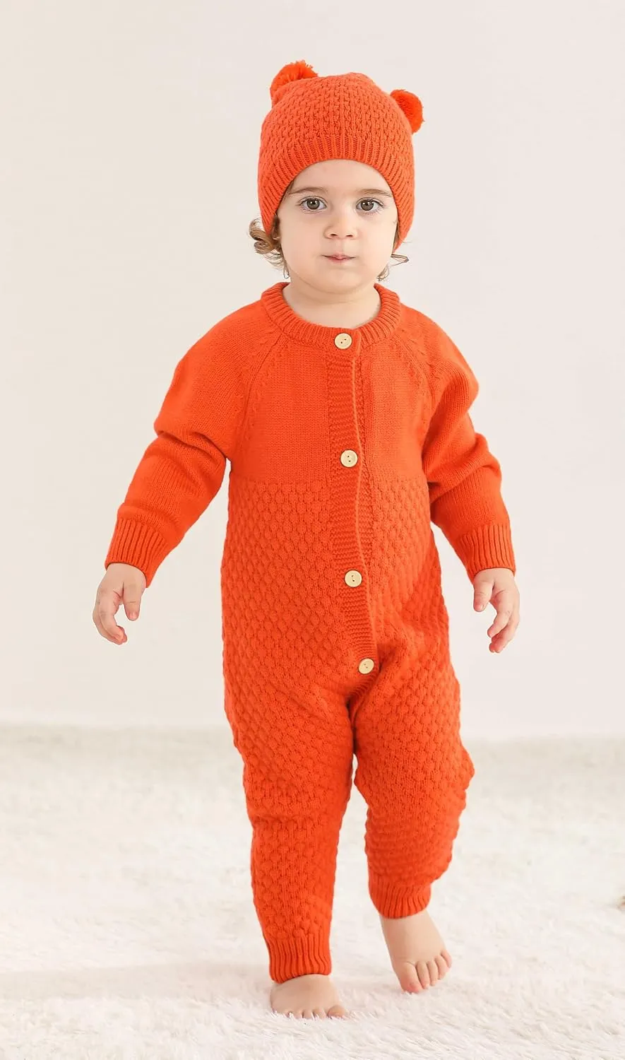Newborn Baby Boy Long Sleeve Knitted Romper Warm Bodysuit Knitted Winter Clothes 0-24 Months