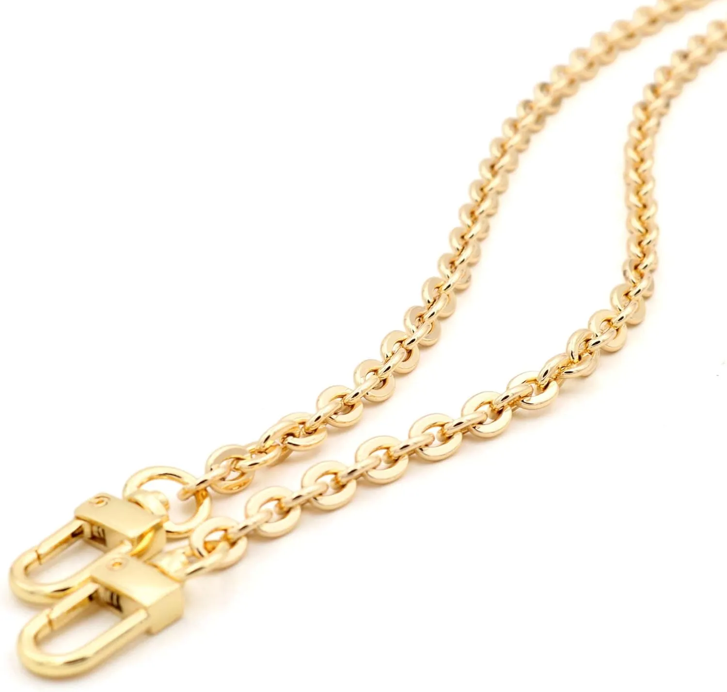 NEXT FASHION Oval Purse Chain Flat Gold Light Weight Crossbody Shoulder Strap Polished Quality - (40" / 100cm)