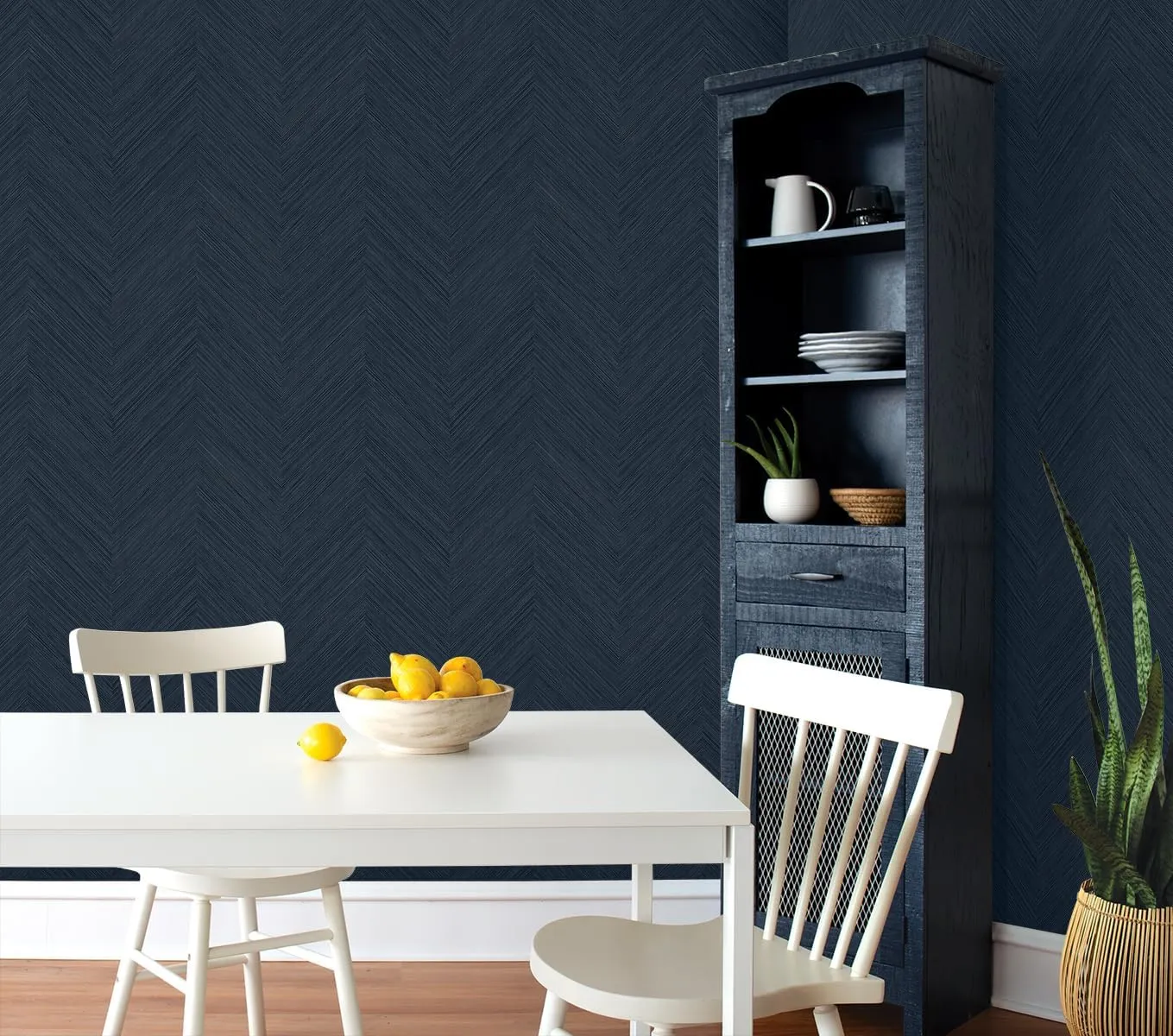 NextWall Chevron Stripe Peel and Stick Wallpaper (Dark Blue)