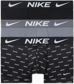 Nike Men's Dri-FIT Essential 3-pack Microfiber 4-Inch Trunks (as1, alpha, m, regular, regular, Logo/Grey/Black)