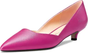 NobleOnly Women Kitten Low Heel Pointed Toe Pumps Slip-on Wedding Office 1.4 Inches Heels