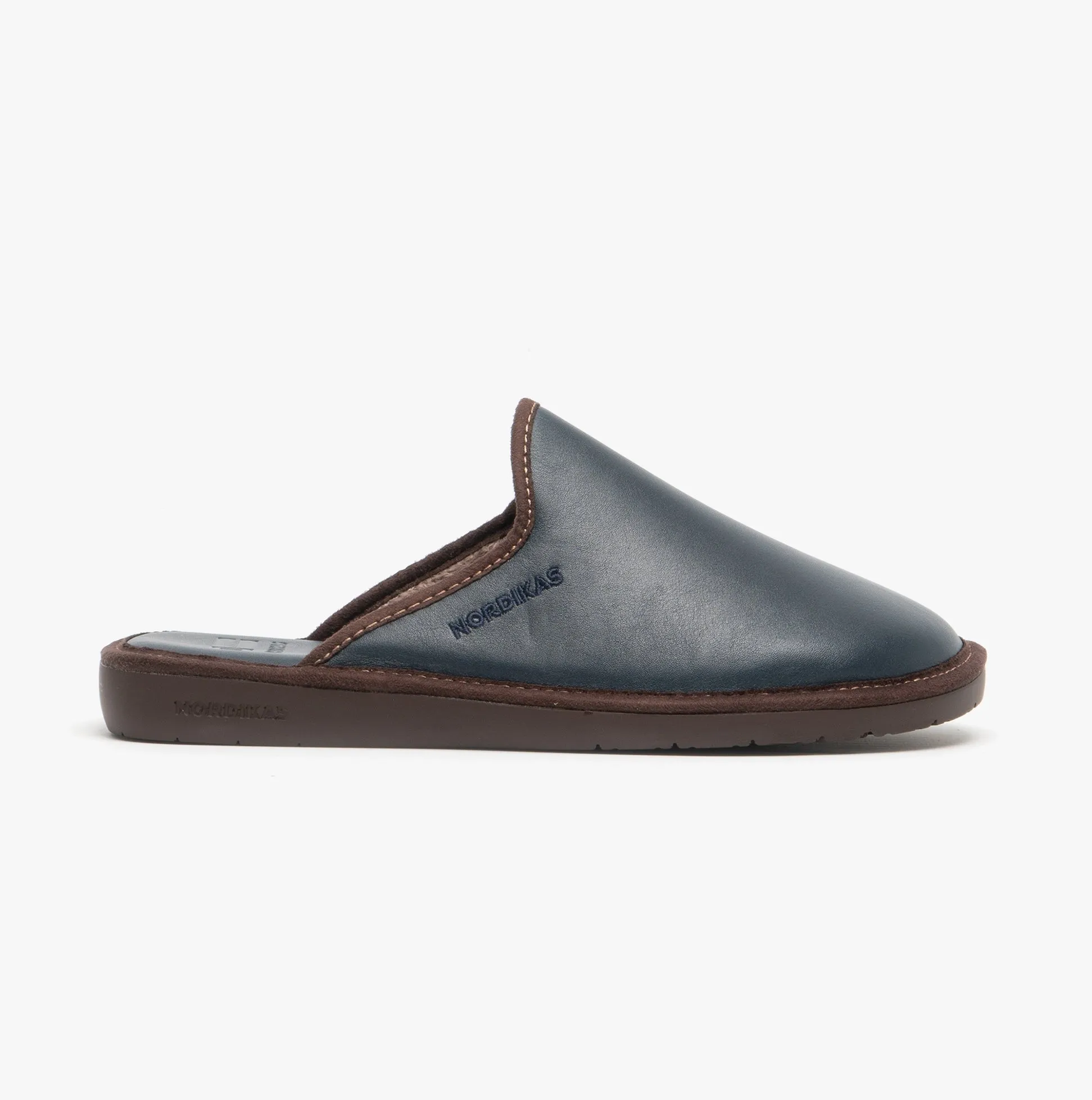 Nordikas 136 (DUBLIN) Mens Leather Mule Slippers Marine
