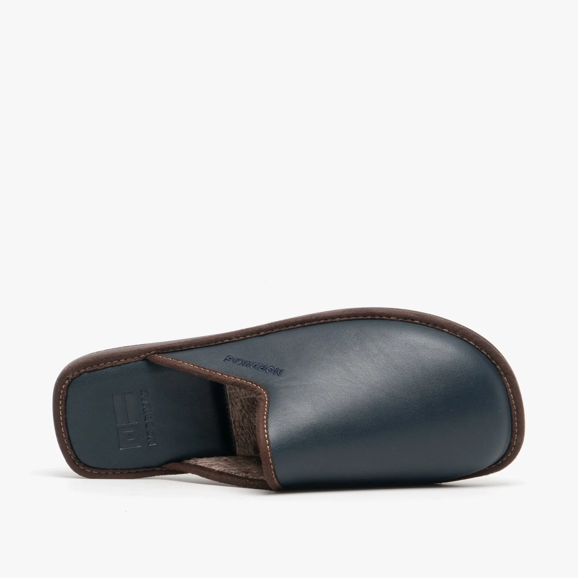 Nordikas 136 (DUBLIN) Mens Leather Mule Slippers Marine