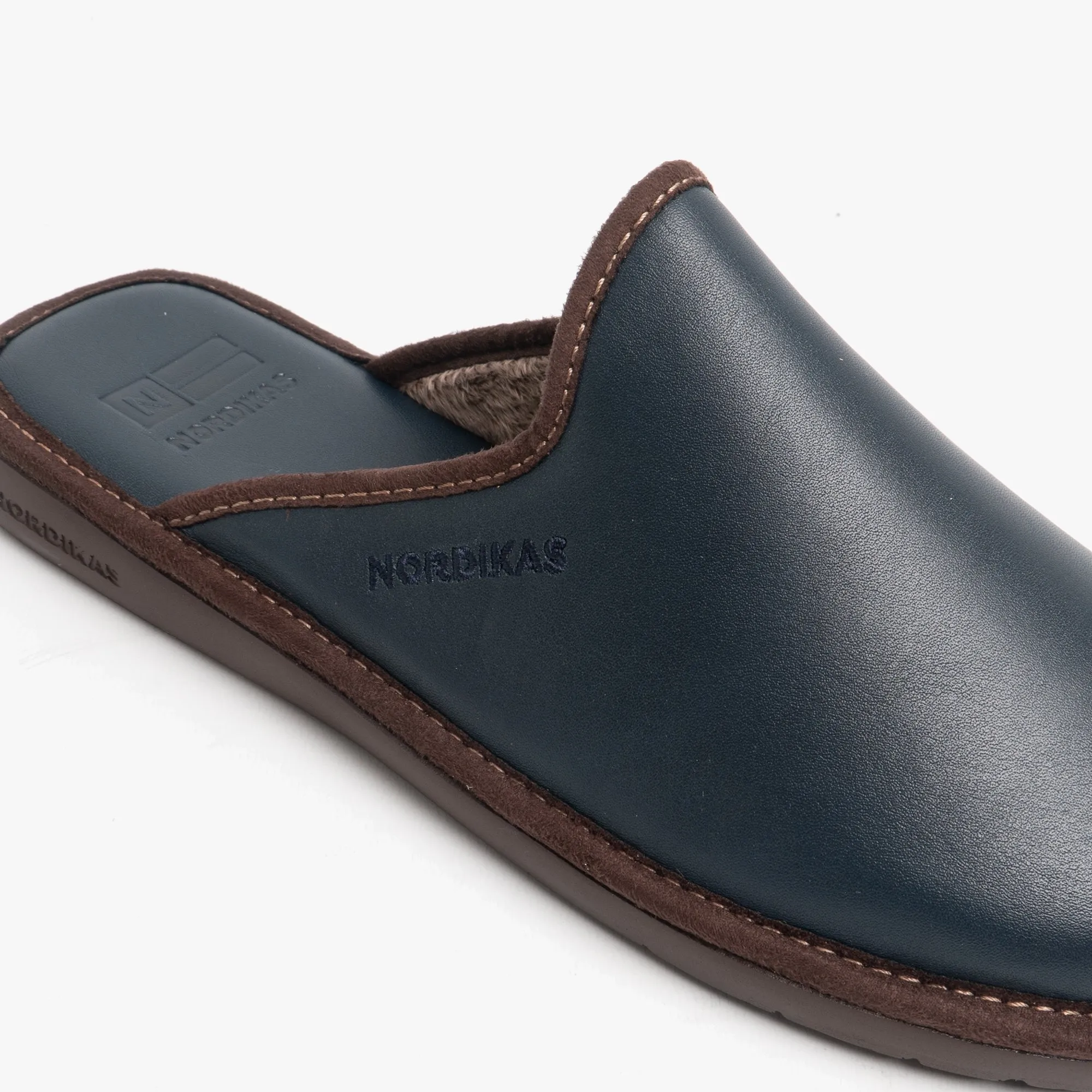 Nordikas 136 (DUBLIN) Mens Leather Mule Slippers Marine
