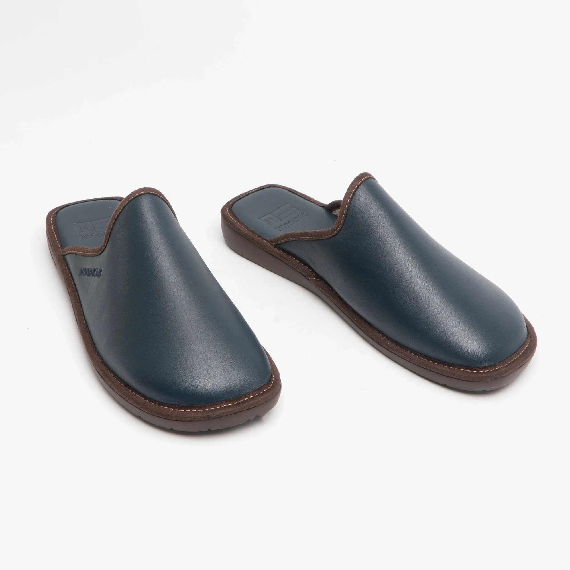 Nordikas 136 (DUBLIN) Mens Leather Mule Slippers Marine