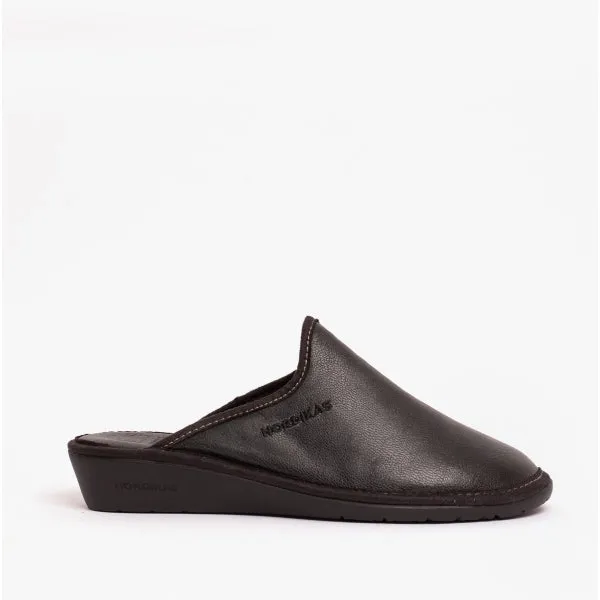 Nordikas 347 (NAPA) Womens Leather Mule Slippers Black