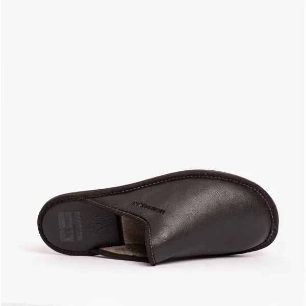Nordikas 347 (NAPA) Womens Leather Mule Slippers Black