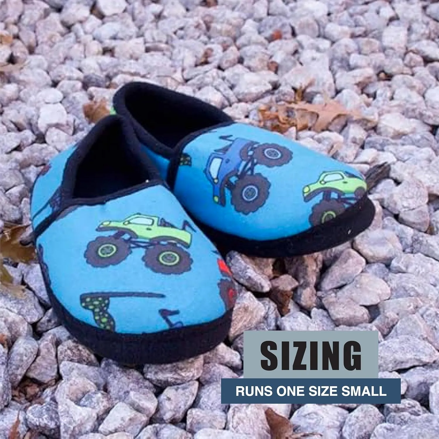 NORTY Fleece Slippers for Boys - Slip-On Toddler House Shoes with a Memory Foam Footbed - Runs One Size Small