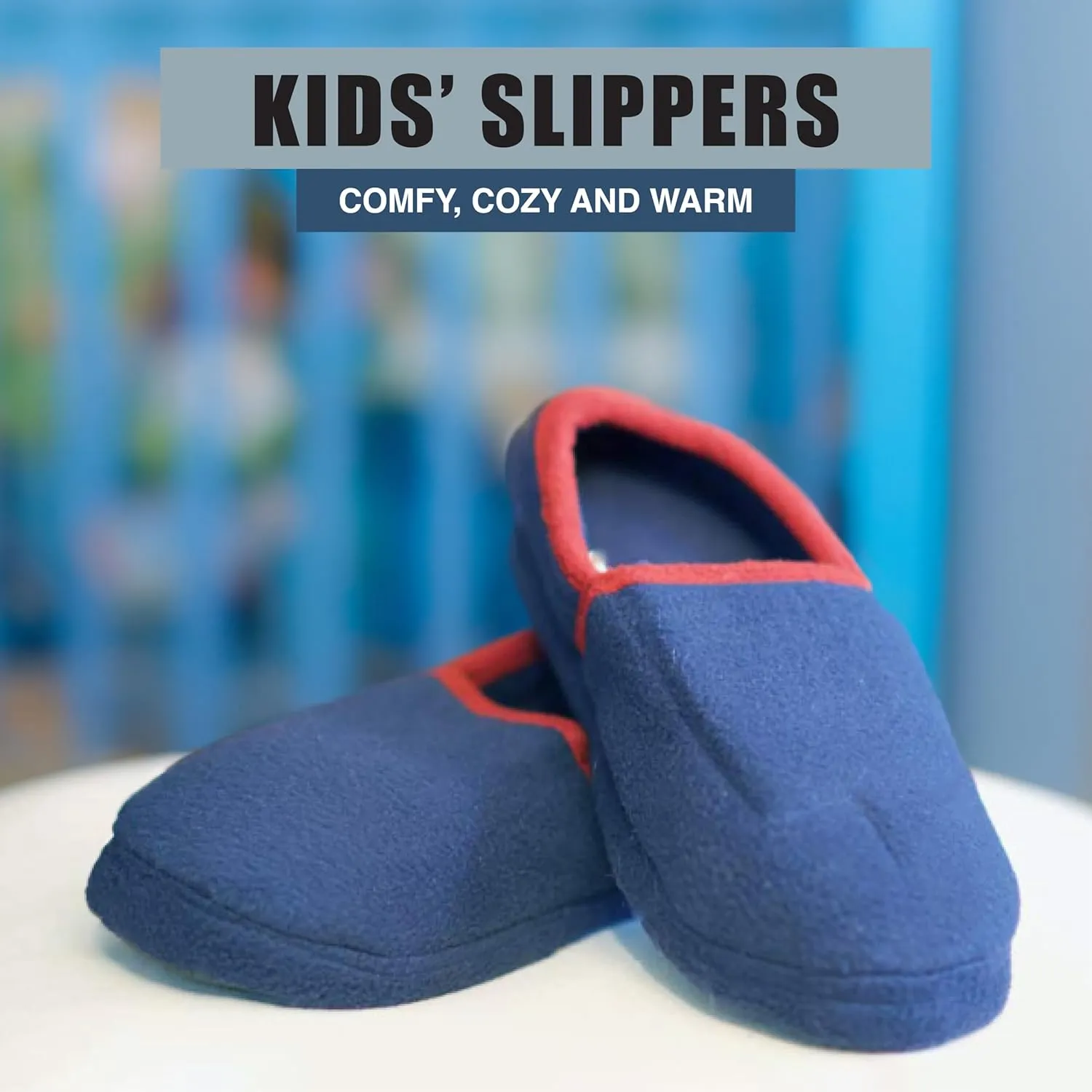 NORTY Fleece Slippers for Boys - Slip-On Toddler House Shoes with a Memory Foam Footbed - Runs One Size Small