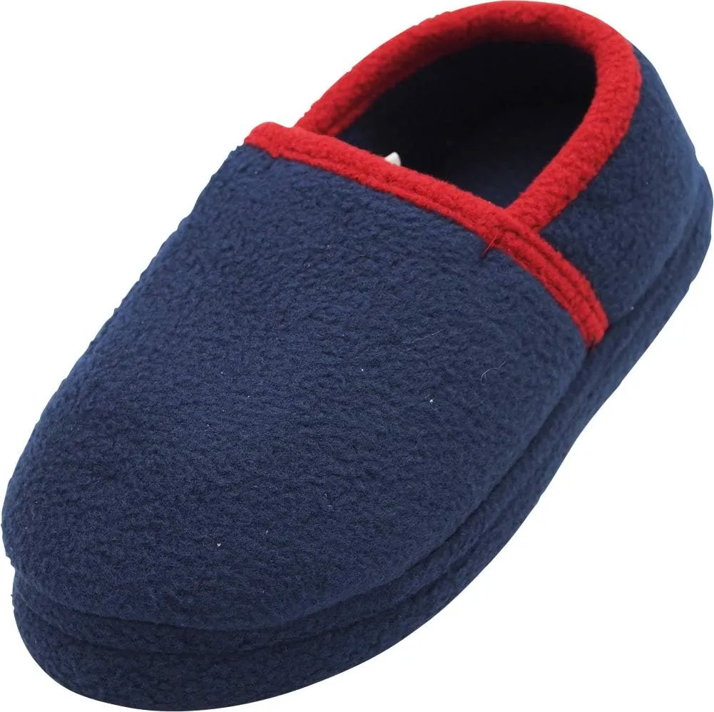 NORTY Fleece Slippers for Boys - Slip-On Toddler House Shoes with a Memory Foam Footbed - Runs One Size Small