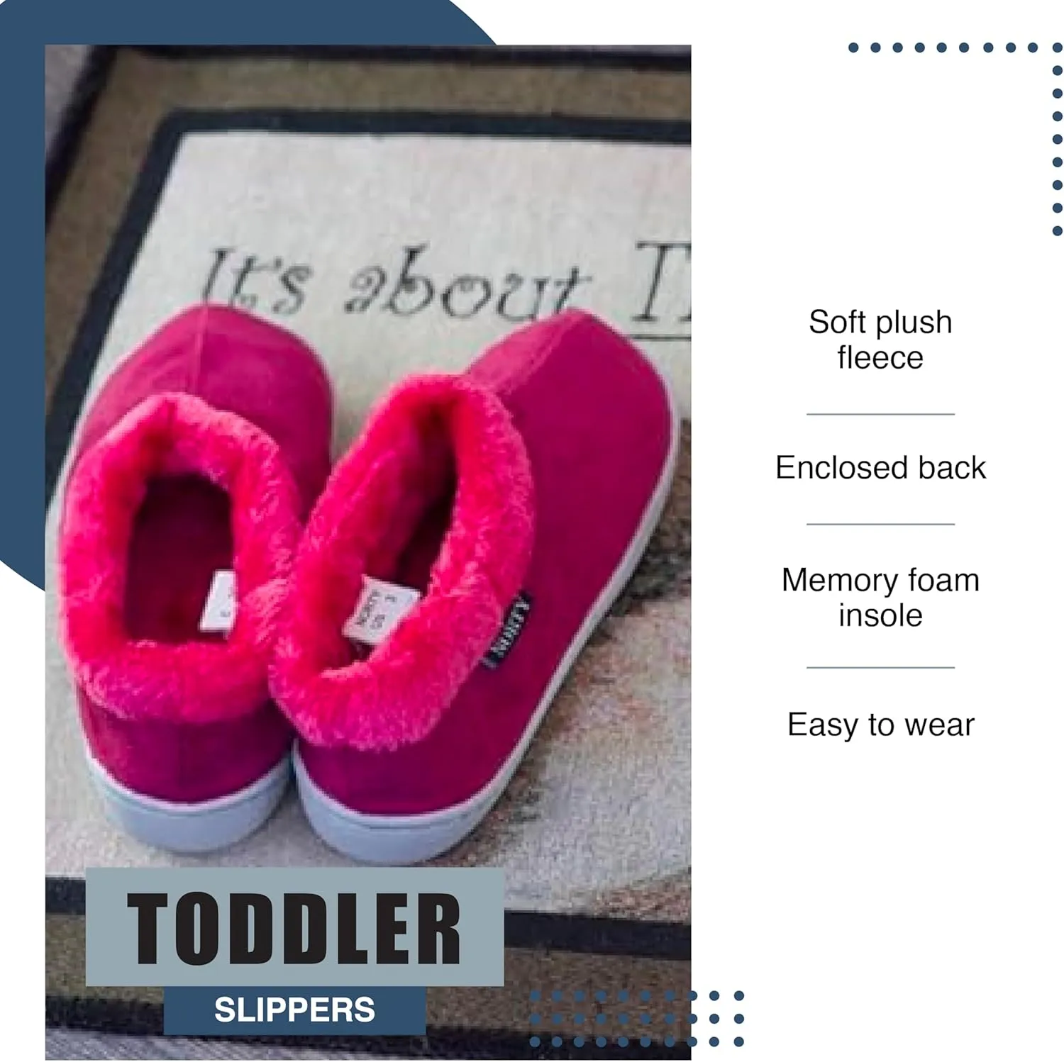 NORTY - Toddler Little Kid Big Kid Girls Fleece Memory Foam Slip On Indoor Slippers