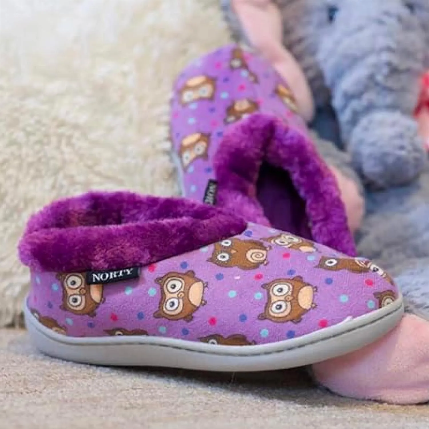 NORTY - Toddler Little Kid Big Kid Girls Fleece Memory Foam Slip On Indoor Slippers