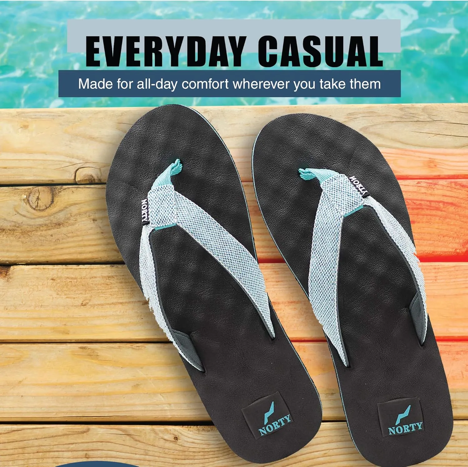 NORTY Womens Casual Flip Flop Thong Sandals For Beach, Pool or Everyday