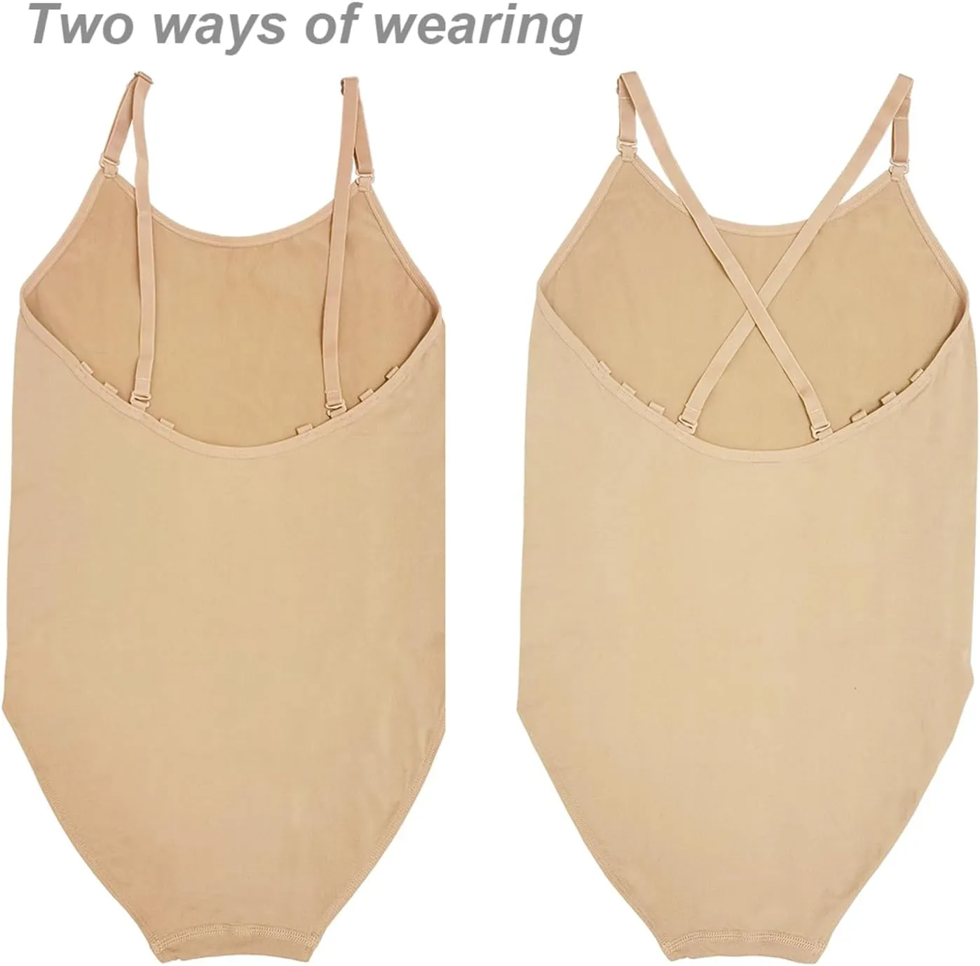 Nude Leotard Seamless Ballet Leotards for Girls Camisole Undergarment With Adjustable Straps for Dance Ballet