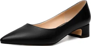 NUMALEO Womens Cute Bridal Slip On Matte Solid Pointed Toe Chunky Low Heel Pumps Shoes 1.5 Inch