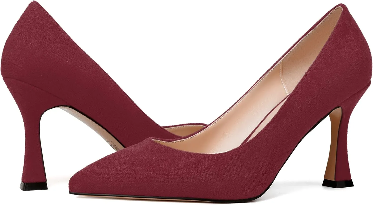 NUMALEO Womens Pointed Toe Cute Suede Slip On Solid Night Club Stiletto High Heel Pumps Shoes 3.3 Inch