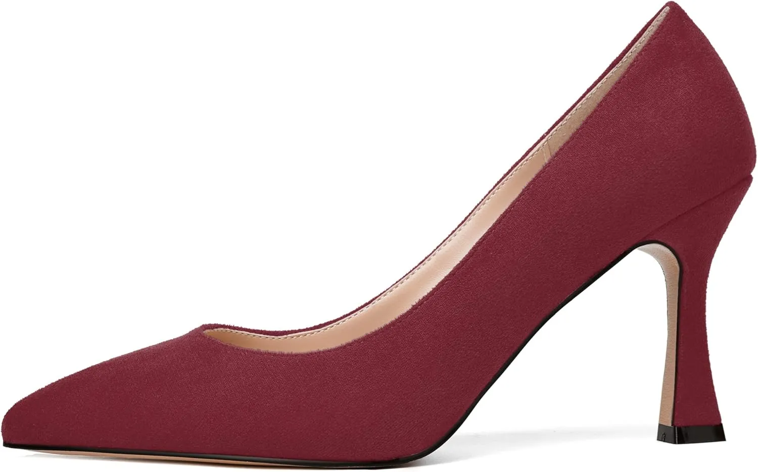 NUMALEO Womens Pointed Toe Cute Suede Slip On Solid Night Club Stiletto High Heel Pumps Shoes 3.3 Inch