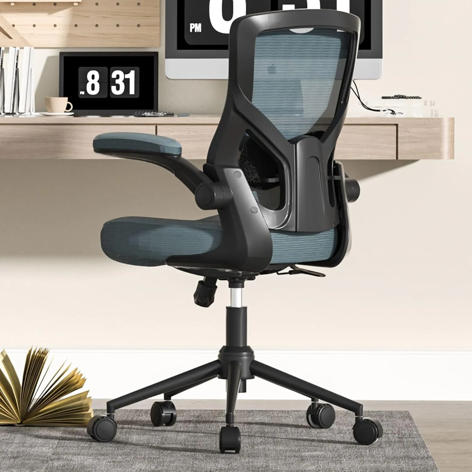 Office Chair, High Back Desk Chair Adjustable Height and Ergonomic Design Home Office Computer Chair Executive Lumbar Support Padded Flip-up Armrest Swivel Task Chair