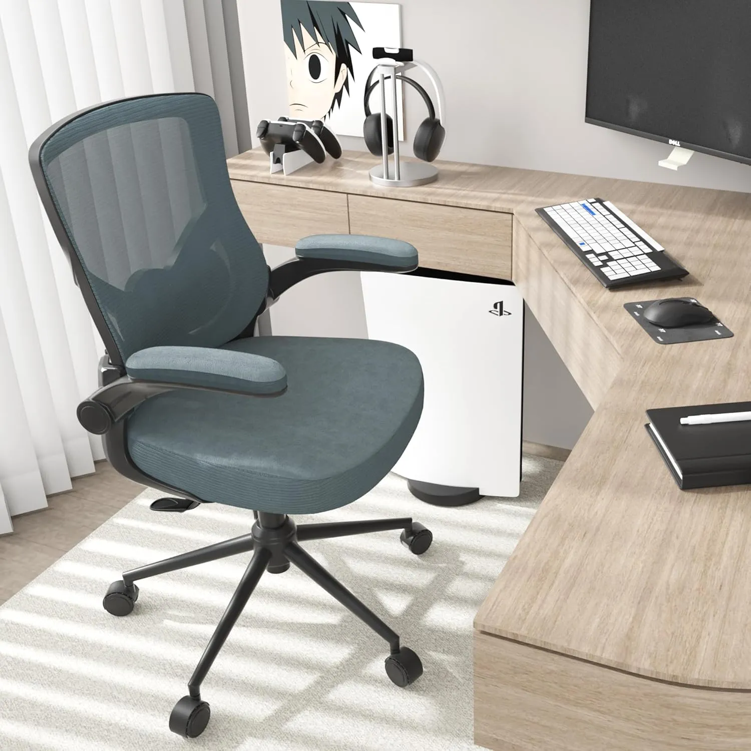 Office Chair, High Back Desk Chair Adjustable Height and Ergonomic Design Home Office Computer Chair Executive Lumbar Support Padded Flip-up Armrest Swivel Task Chair
