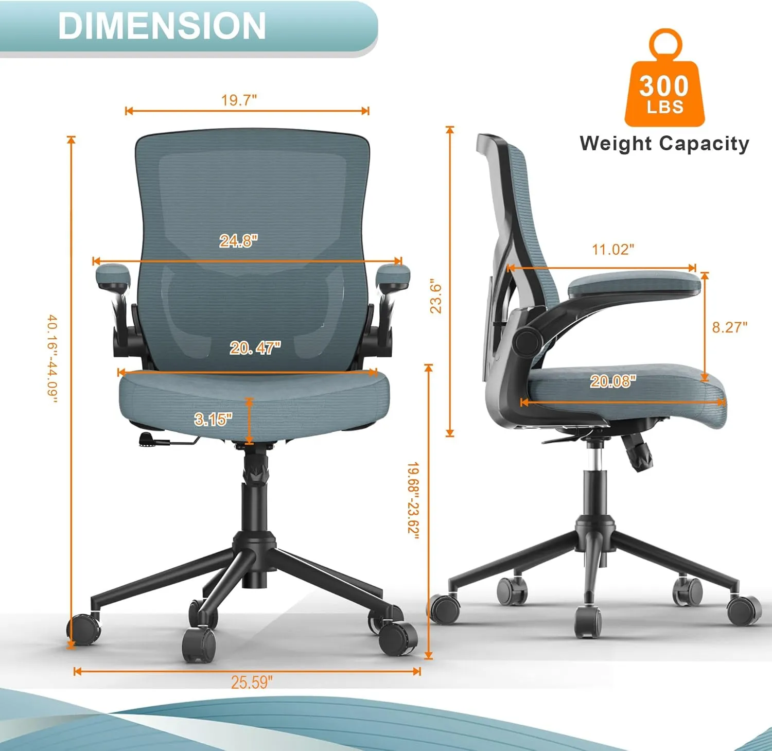 Office Chair, High Back Desk Chair Adjustable Height and Ergonomic Design Home Office Computer Chair Executive Lumbar Support Padded Flip-up Armrest Swivel Task Chair