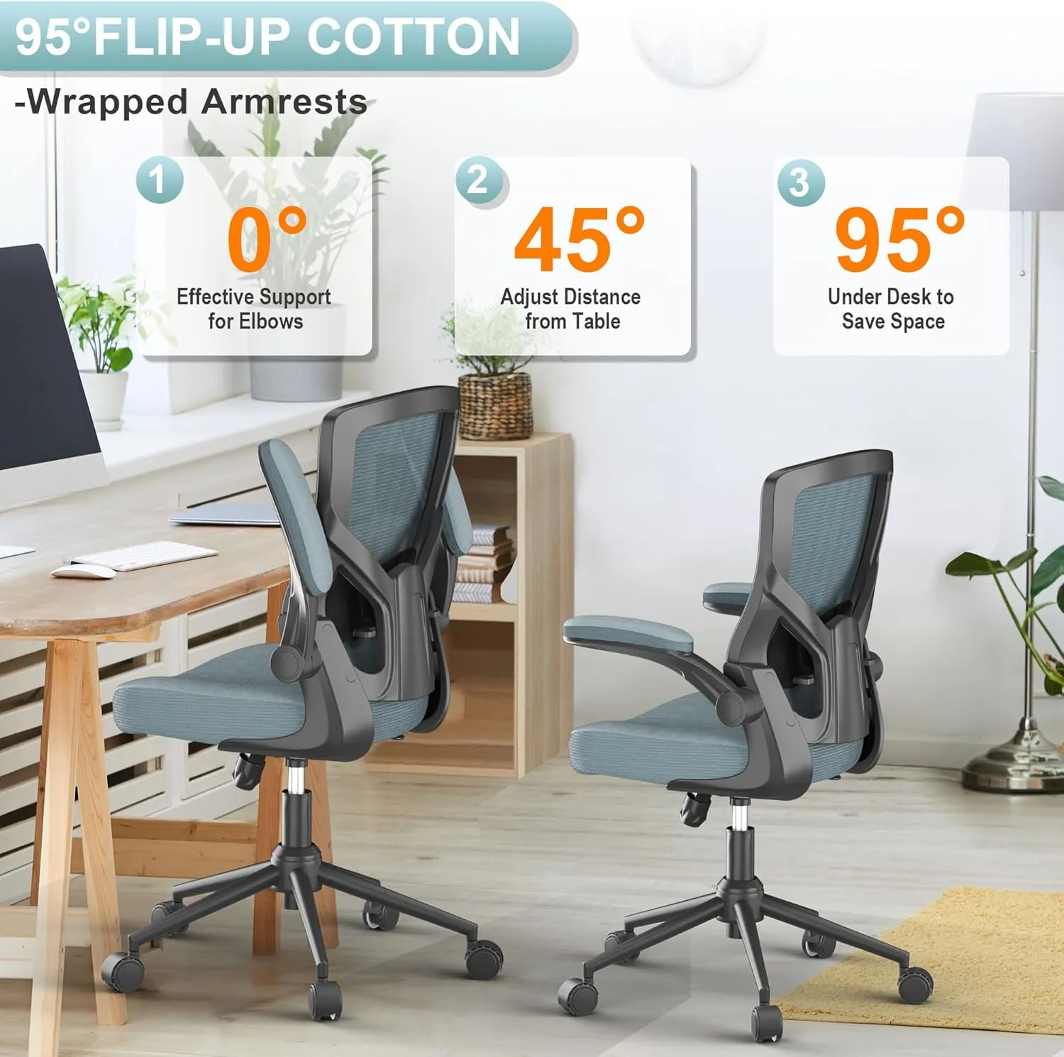 Office Chair, High Back Desk Chair Adjustable Height and Ergonomic Design Home Office Computer Chair Executive Lumbar Support Padded Flip-up Armrest Swivel Task Chair