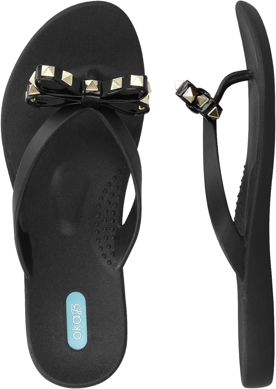 Oka-B Women's Chase Bow Flip Flop Sandal