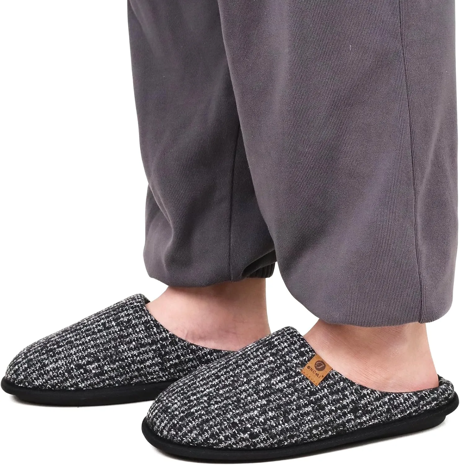 ONCAI Mens Cozy Memory Foam Scuff Slippers Slip On Warm House Shoes Indoor/Outdoor with Best Arch Support