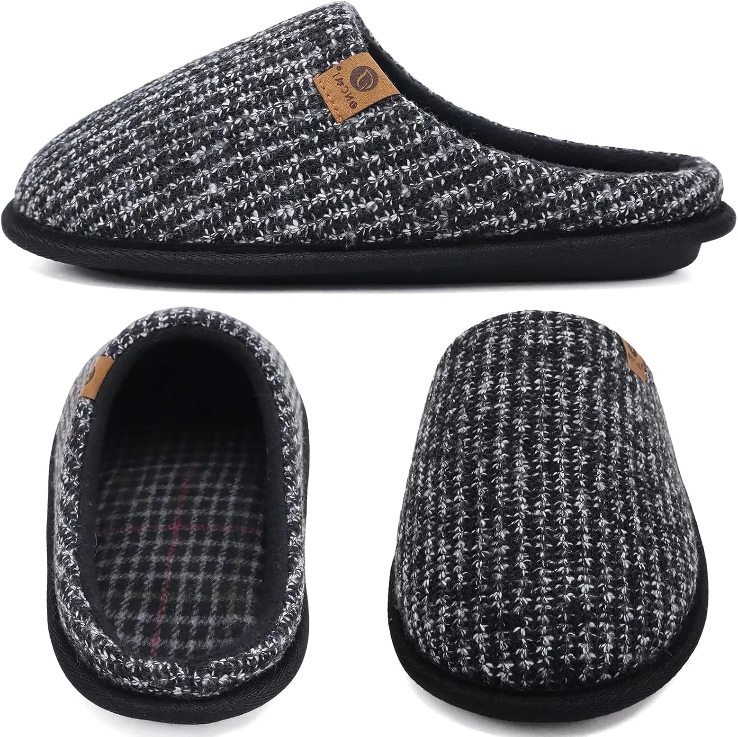 ONCAI Mens Cozy Memory Foam Scuff Slippers Slip On Warm House Shoes Indoor/Outdoor with Best Arch Support