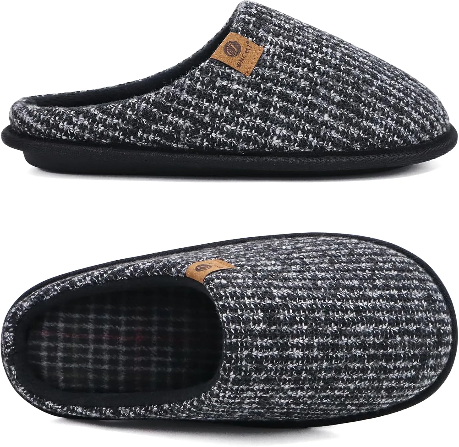 ONCAI Mens Cozy Memory Foam Scuff Slippers Slip On Warm House Shoes Indoor/Outdoor with Best Arch Support