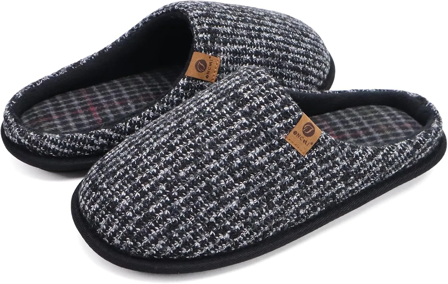 ONCAI Mens Cozy Memory Foam Scuff Slippers Slip On Warm House Shoes Indoor/Outdoor with Best Arch Support