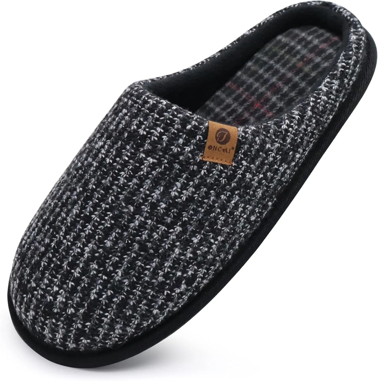 ONCAI Mens Cozy Memory Foam Scuff Slippers Slip On Warm House Shoes Indoor/Outdoor with Best Arch Support