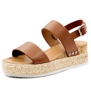 Open Smart-enabled Women's Ankle Great price drop Espadrilles Buckle Athlefit Toe Sandal Sandals Strap Platform Studded Wedge Sandals