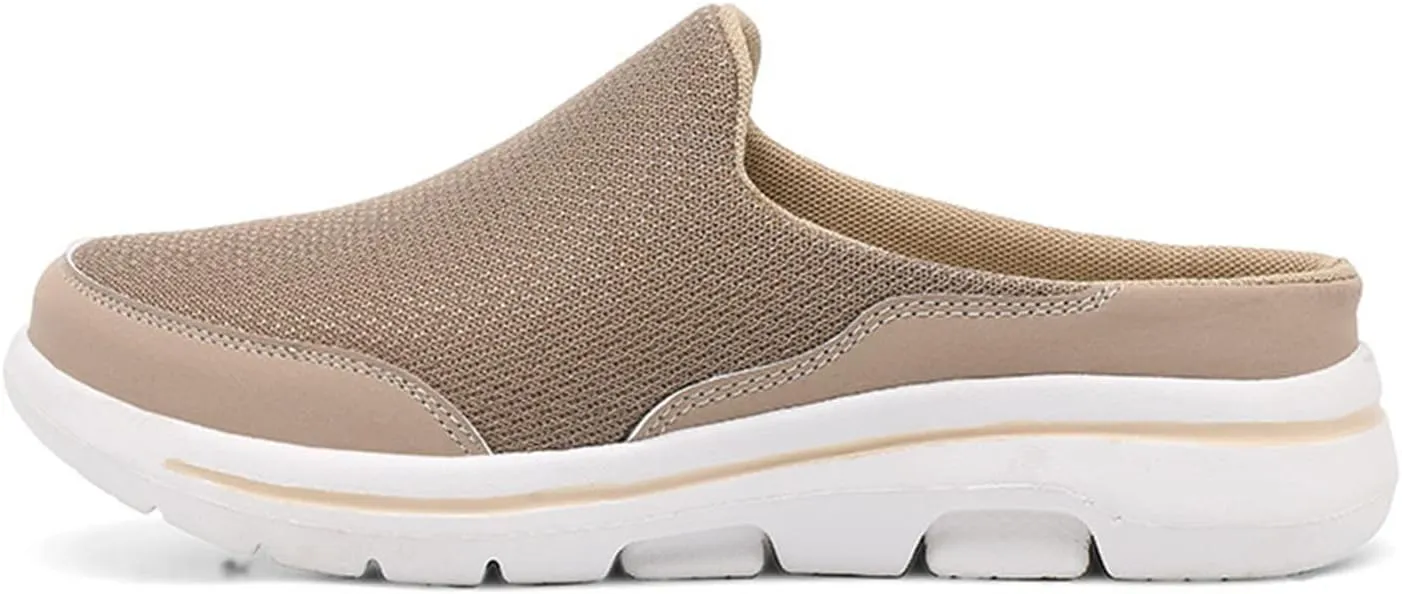 ORNVEION Men'S Mesh Knit Slip-On Platform Mules with Arch Support,Fashion Backless Soft Lightweight Half Sports Shoes Breathable Non-Slip Walking Slippers